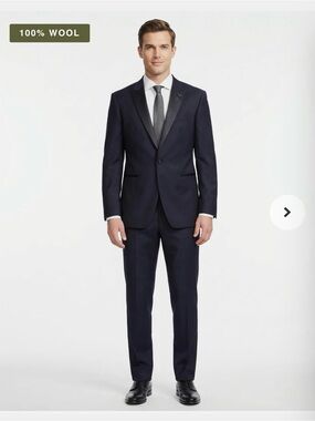 John Varvatos Navy Wool Peak Lapel Tuxedo